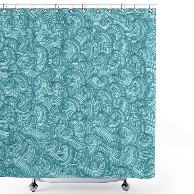 Personality  Savage Waves Seamless Pattern Shower Curtains