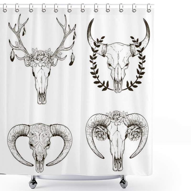 Personality  Cow Skull Collection Shower Curtains