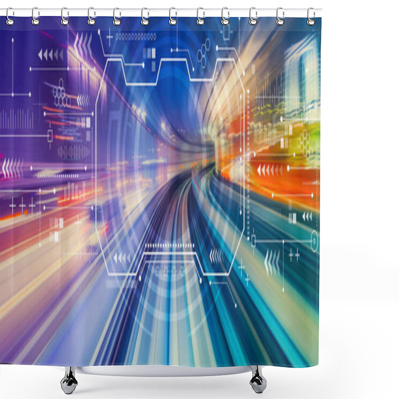 Personality  Technology Screen With High Speed Motion Blur Shower Curtains