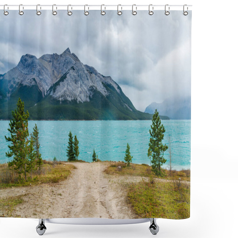 Personality  Scenery View At Abraham Lake Shore In Autumn Season, Mount Michener In The Background. Jasper National Park, Alberta, Canada. Shower Curtains