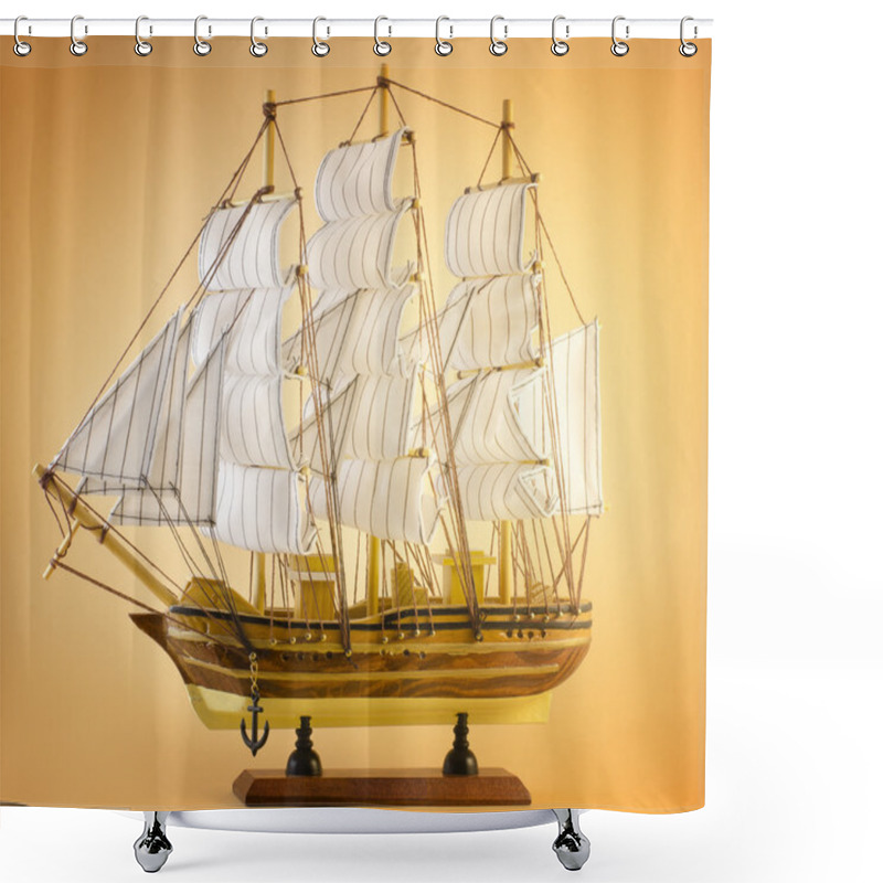 Personality  Sailing Ship On Yellow Shower Curtains