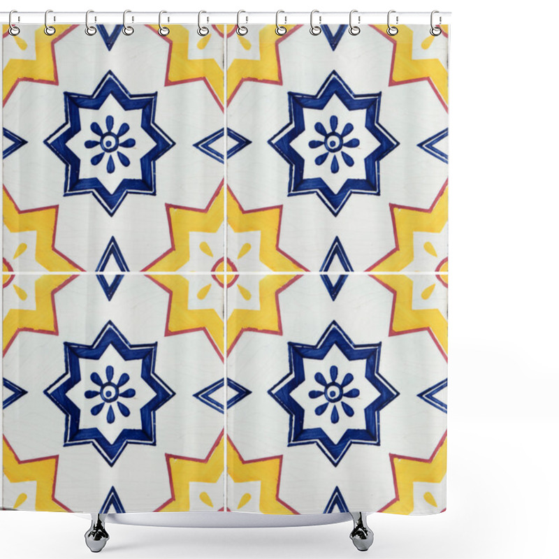 Personality  Traditional Portuguese Glazed Tiles Shower Curtains