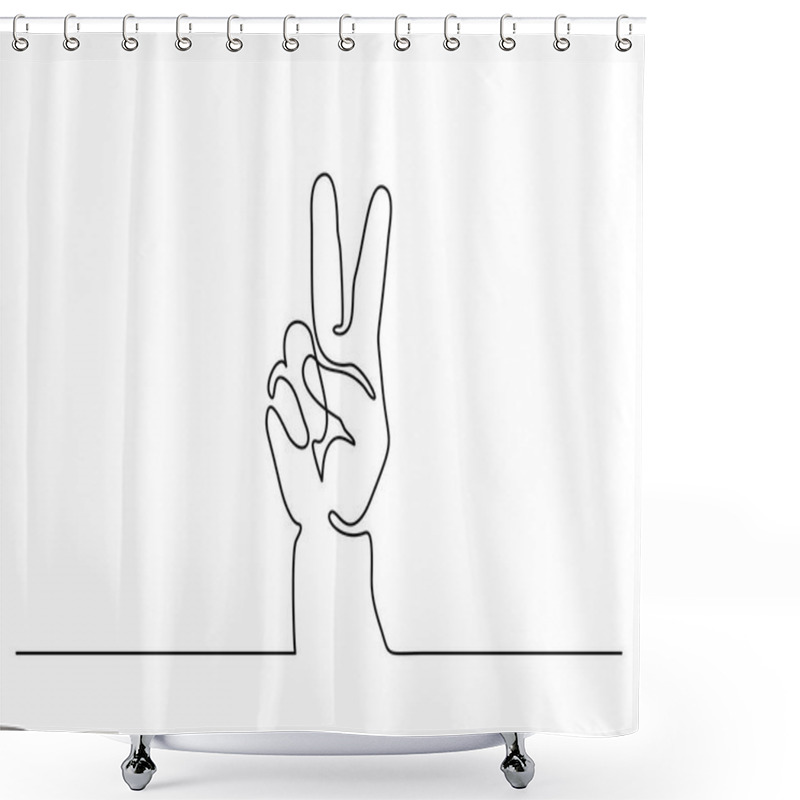 Personality  Hand Showing Victory Sign Shower Curtains