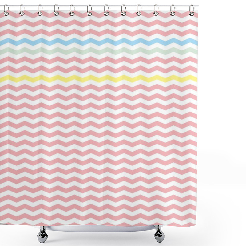 Personality  Chevron Zig Zag Tile Vector Pattern Or Seamless Pink, Yellow, Green And Blue Background. Shower Curtains