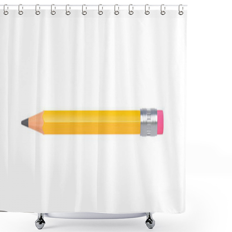 Personality  Classic Sharp Wooden Pencil With Rubber Eraser Isolated On White Background. Minimal Creative Concept. School Supplies. Office Tools. 3d Render Illustration Shower Curtains