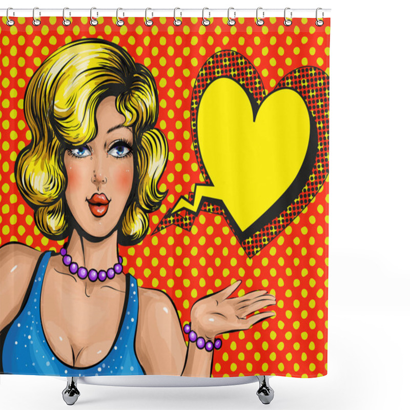 Personality  Vector Pop Art Illustration Of Beautiful Woman In Love Shower Curtains