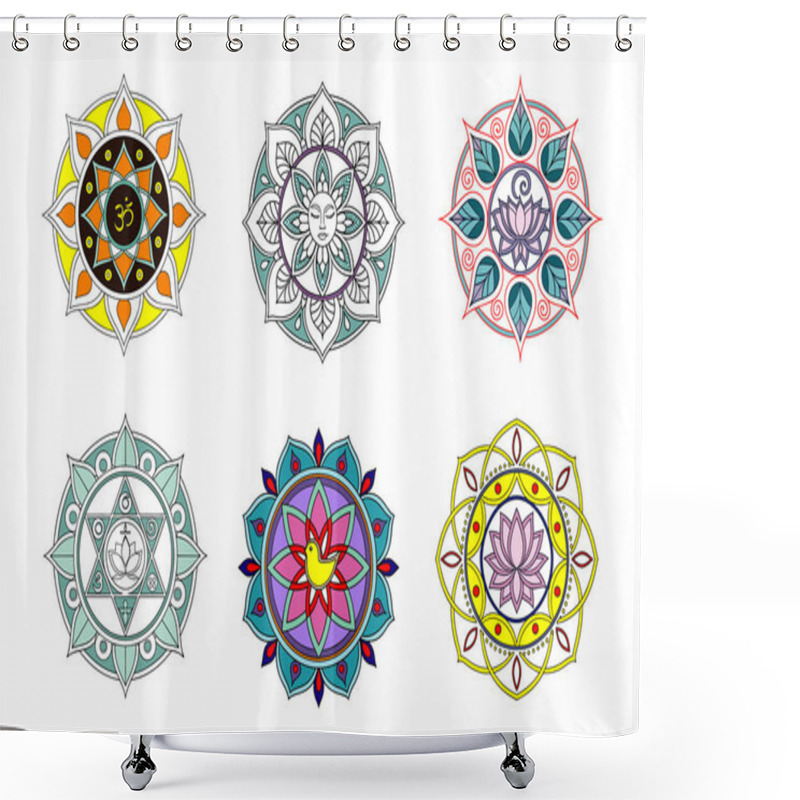 Personality  Indian Traditional Mandala Design Bundle, Perfect For Wall Art, Yoga Themes, Meditation Visuals, Textiles, Invitations, And Digital Artwork. Shower Curtains