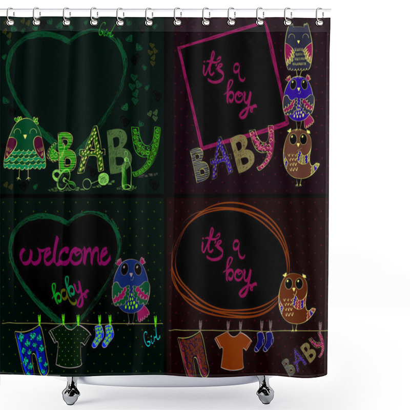 Personality  Vector Baby Frame Shower Curtains