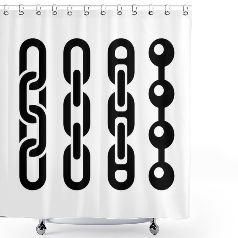 Personality  Metal Chain Parts Icons Set On White Background. Shower Curtains