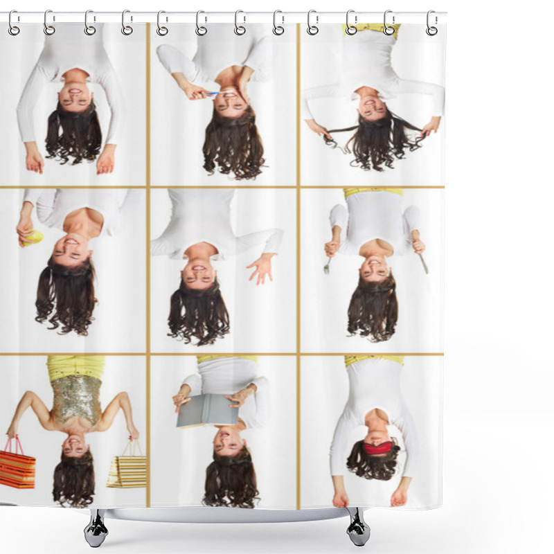 Personality  Girl Upside Down Shower Curtains