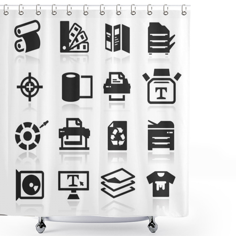 Personality  Print Icons Set Elegant Series Shower Curtains