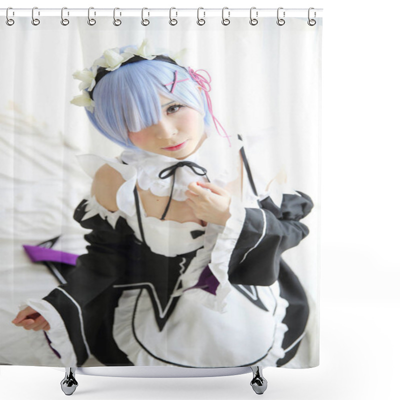 Personality  Japan Anime Cosplay Girl In White Tone Shower Curtains