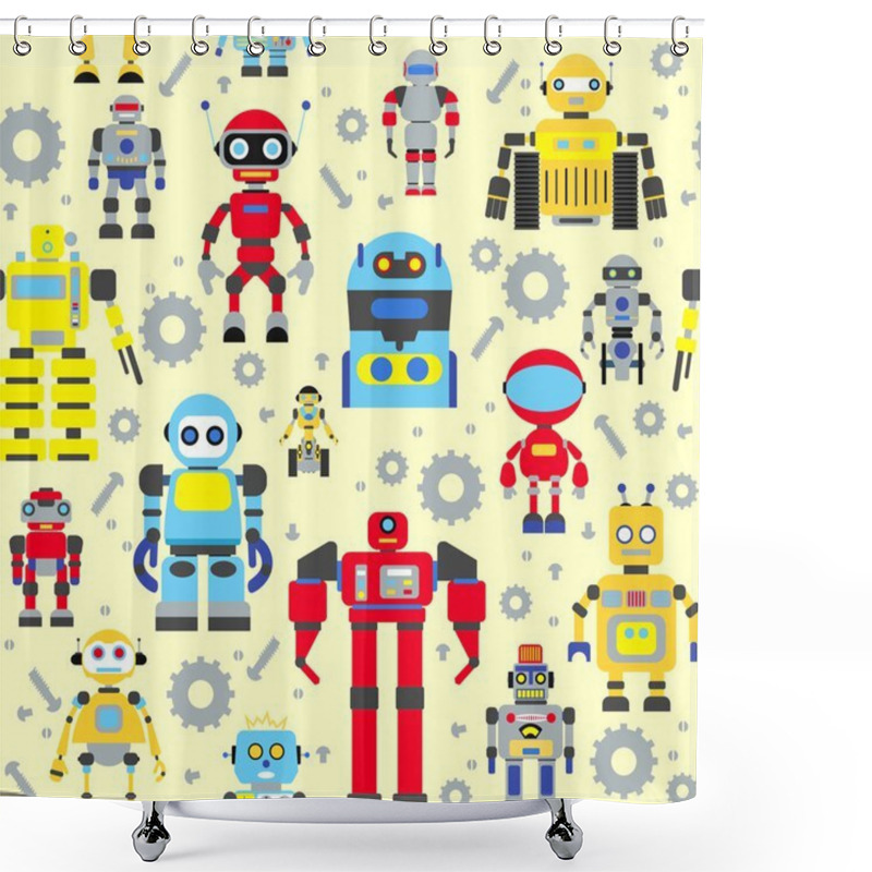 Personality  Seamless Robots Pattern Shower Curtains