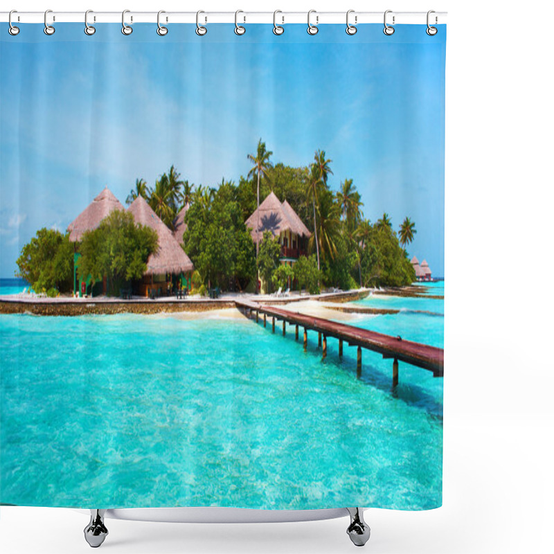 Personality  Island In The Ocean. Paradise! Shower Curtains