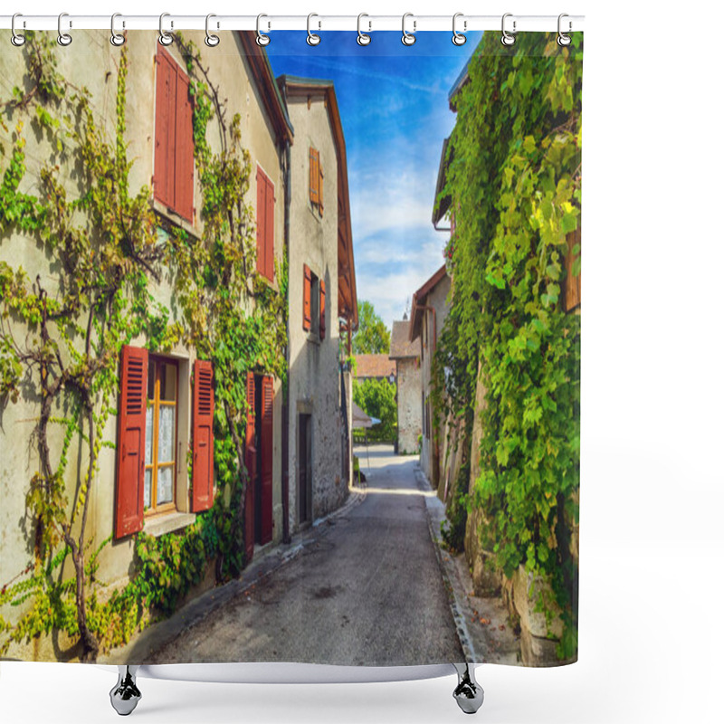 Personality  Houses Covered In Ivy In Medieval French Town Yvoire Shower Curtains