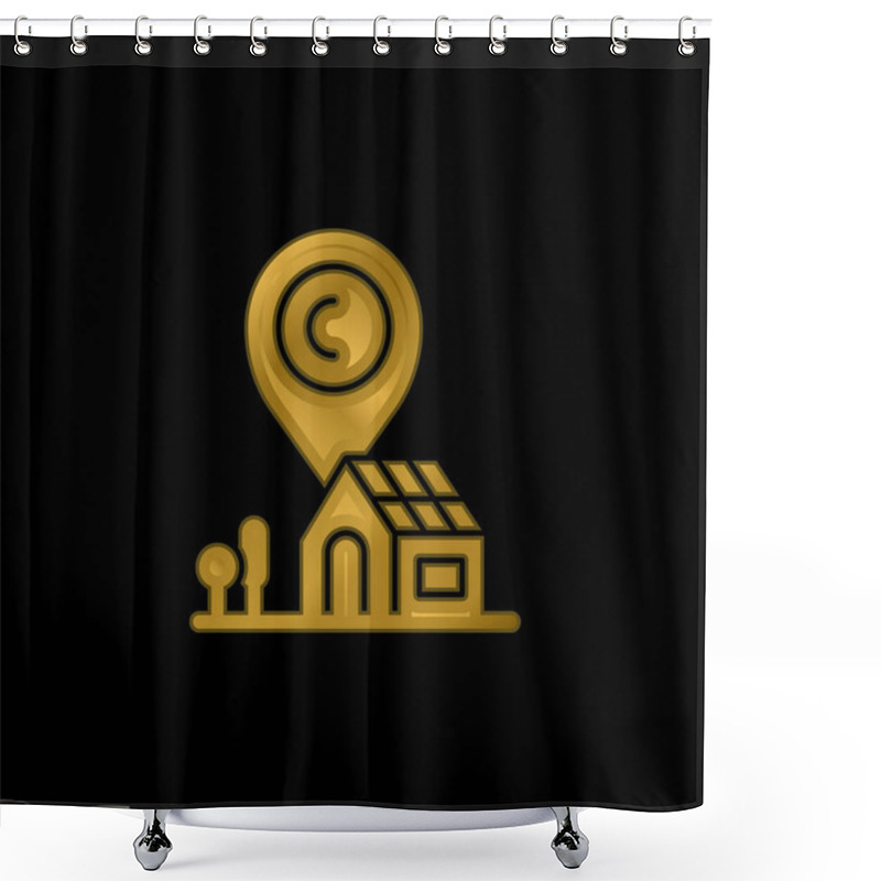 Personality  Address Gold Plated Metalic Icon Or Logo Vector Shower Curtains