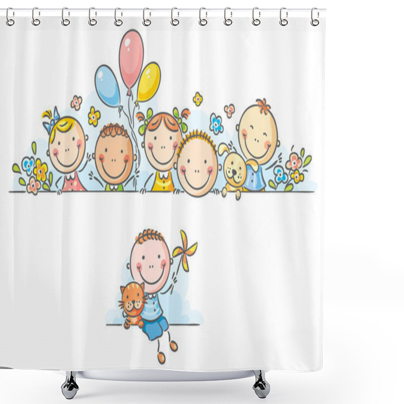 Personality  Cartoon Kids Border Or Frame Shower Curtains