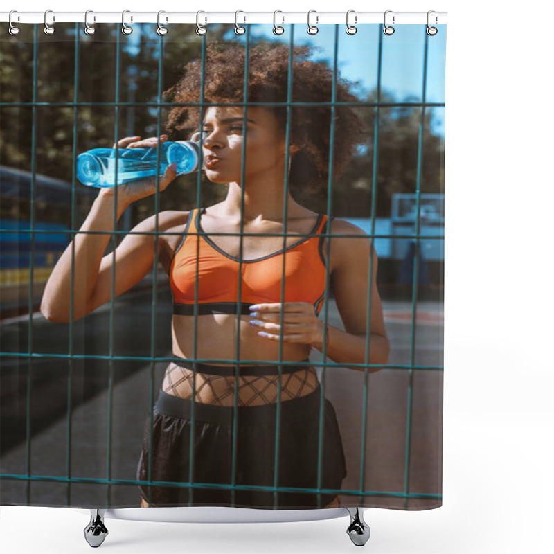 Personality  Fit African-american Woman Drinking Water Shower Curtains