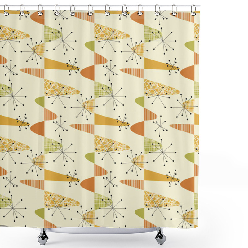 Personality  Cute Middle Age Geometric Seamless Pattern  Shower Curtains