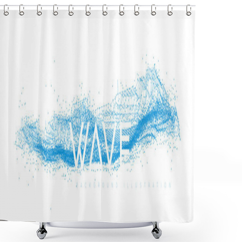 Personality  Water Wave Design Consisting Of Points And Lines On A White Background. Geometric Vector Illustration On A White Shower Curtains