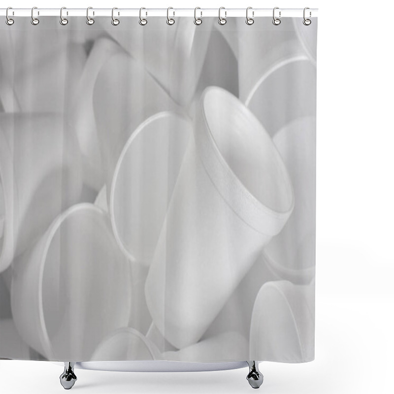 Personality  An Abstract Image Of White Disposable Styrofoam Coffee Cups In A Heap.  Shower Curtains