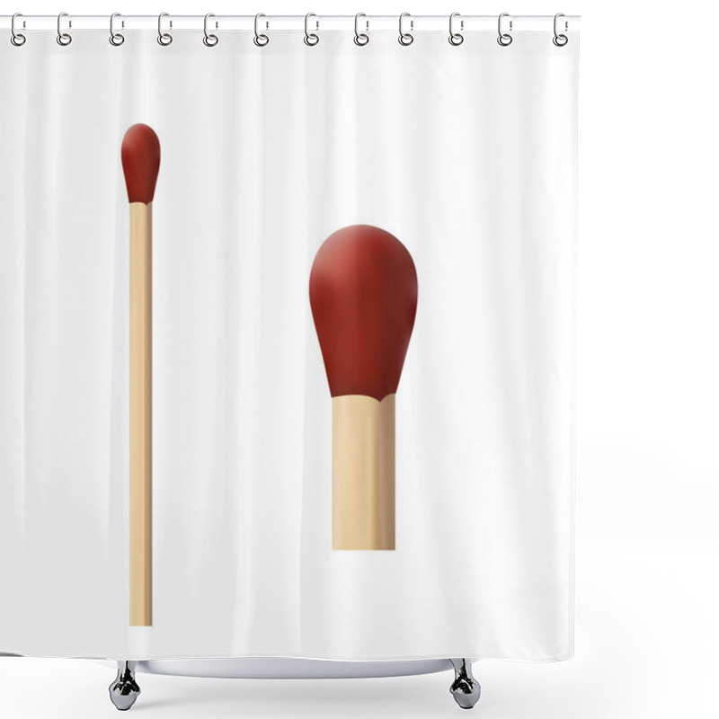 Personality  Two Wooden Matches With Red Wick Macro Shower Curtains