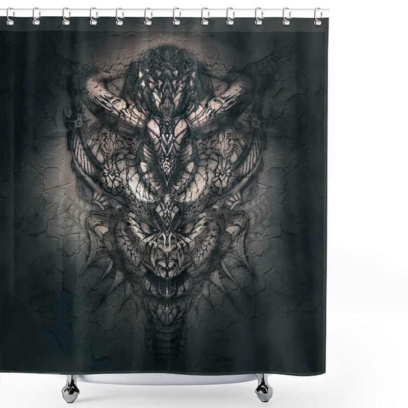 Personality  Fantasy Portrait Of Mystic Shaman With Tribal Skull Shower Curtains