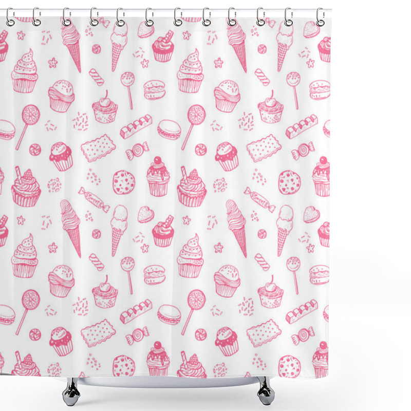 Personality  Hand Drawn Sweets Seamless Pattern Shower Curtains