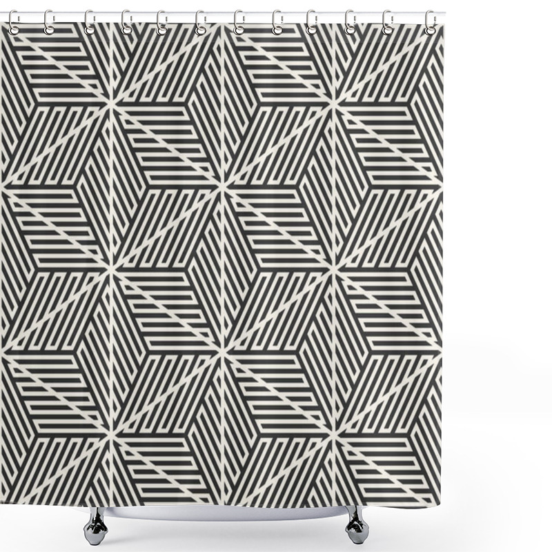 Personality  Vector Seamless Lines Pattern. Modern Stylish Triangle Shapes Texture. Repeating Geometric Tiles From Striped Element Shower Curtains