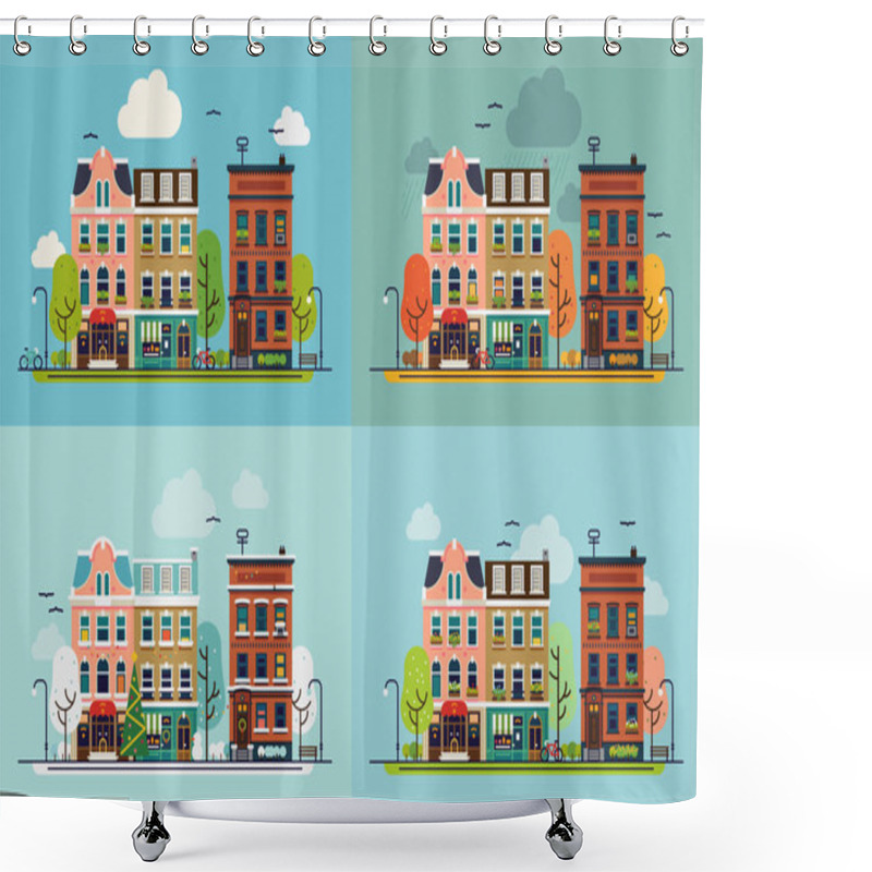 Personality  Town Street With House Facades Shower Curtains