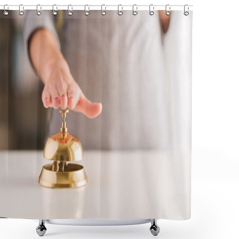 Personality  Woman Ringing Service Bell Shower Curtains