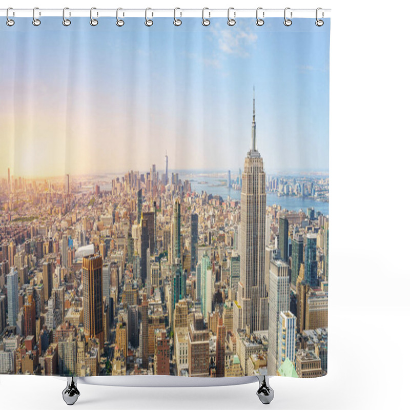 Personality  Amazing Panorama View Of New York City Skyline And Skyscraper At Sunset. Beautiful Cityscape In Midtown Manhattan. Copy Space For Text. Shower Curtains