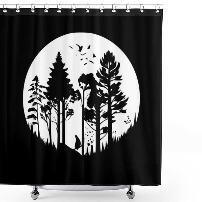 Personality  Woodland - Black And White Isolated Icon - Vector Illustration Shower Curtains