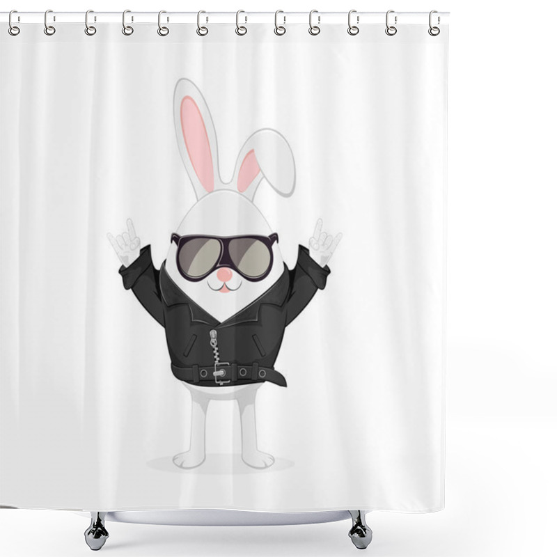 Personality  Easter Rabbit In Black Jacket Shower Curtains