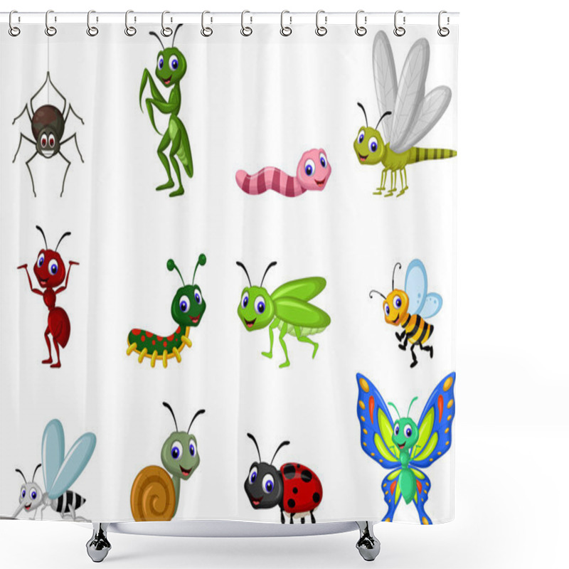 Personality  Cute Collection Of Insects Shower Curtains