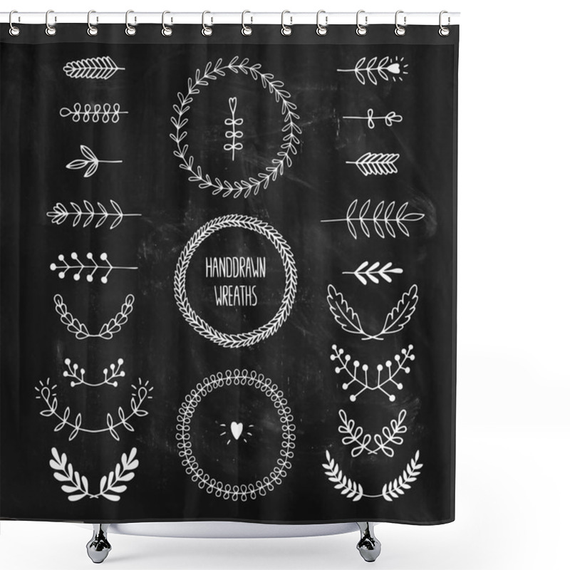 Personality  Set Of Vector Handdrawn Laurels And Wreaths Shower Curtains