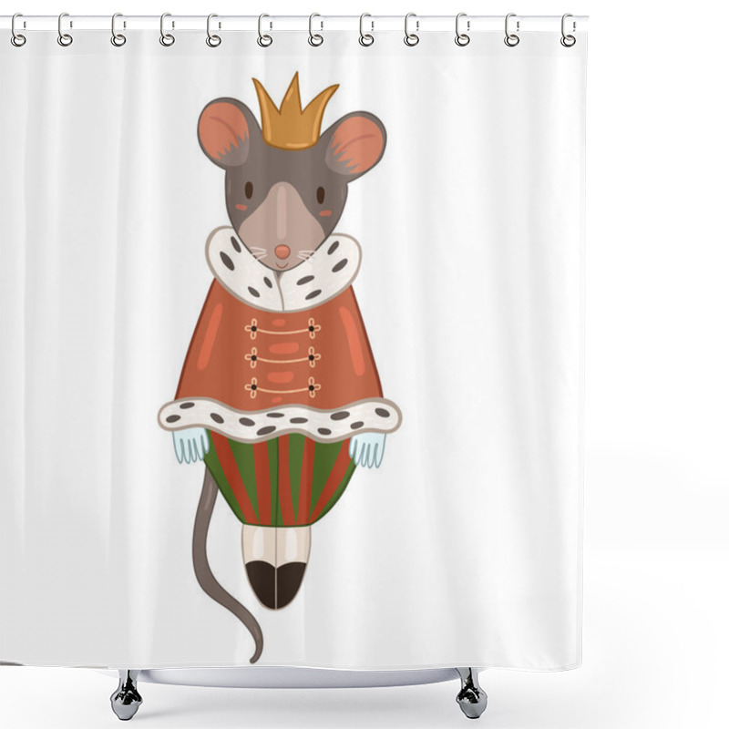 Personality  Mouse King Isolated On White Background. Vector Graphics Shower Curtains