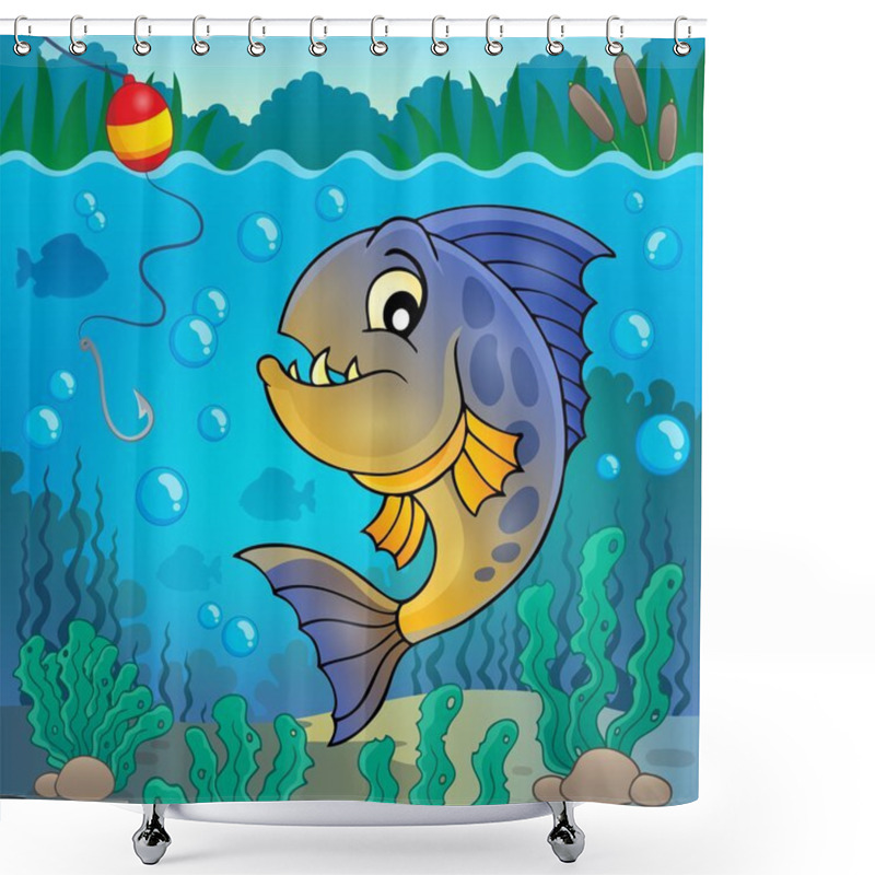 Personality  Piranha Fish Underwater Theme 2 Shower Curtains