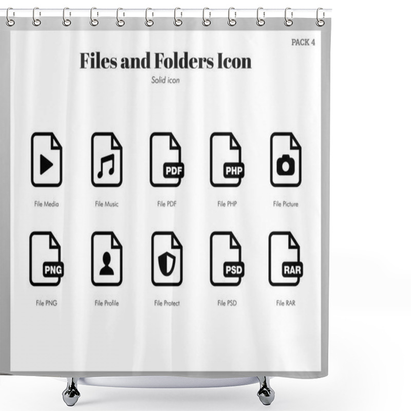 Personality  Files And Folders Icons Solid Pack Shower Curtains