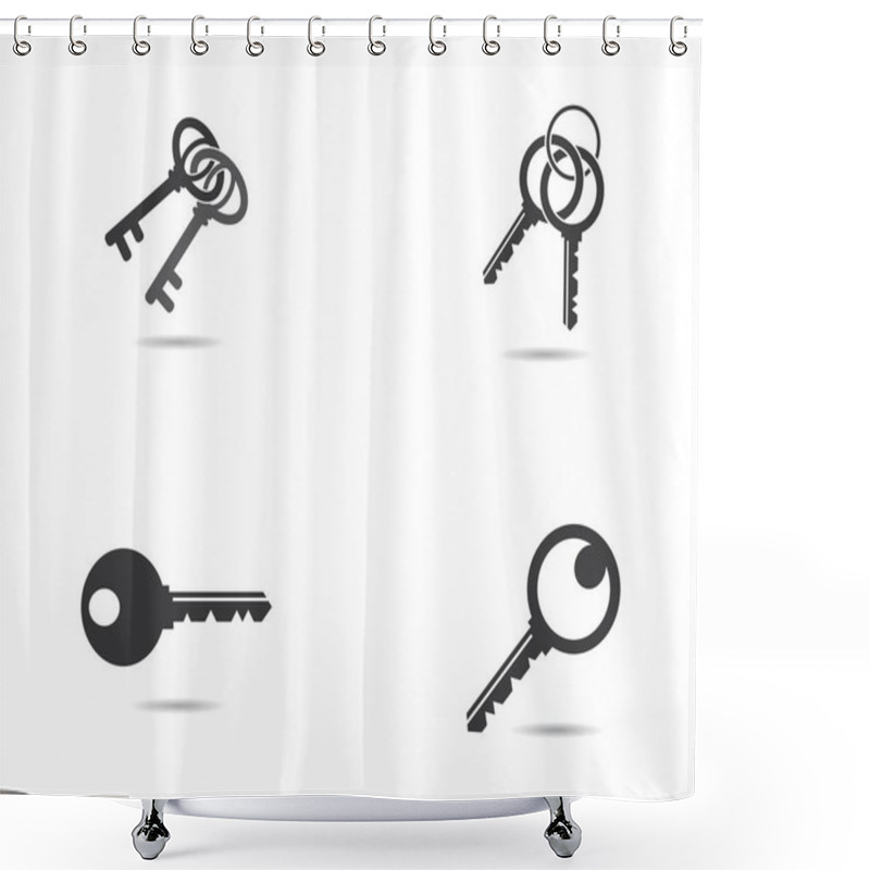 Personality  Key Logo Template Vector Icon Illustration Design Shower Curtains