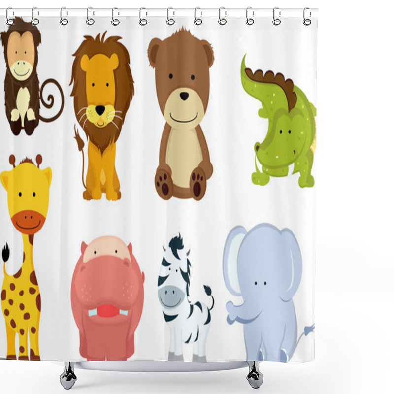 Personality  Wild Animal Cartoons Shower Curtains