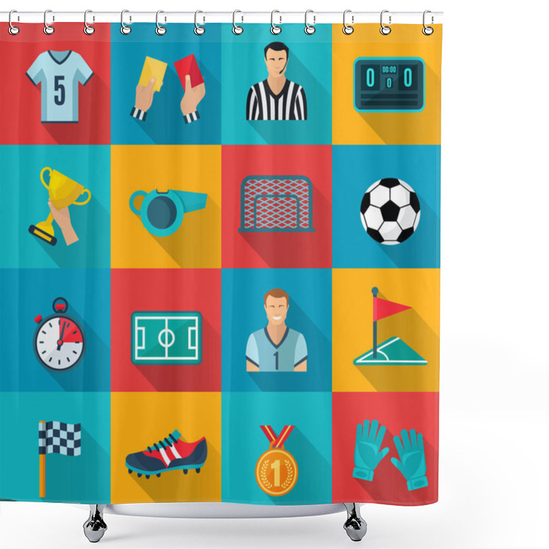 Personality  Soccer Flat Icons Set Shower Curtains