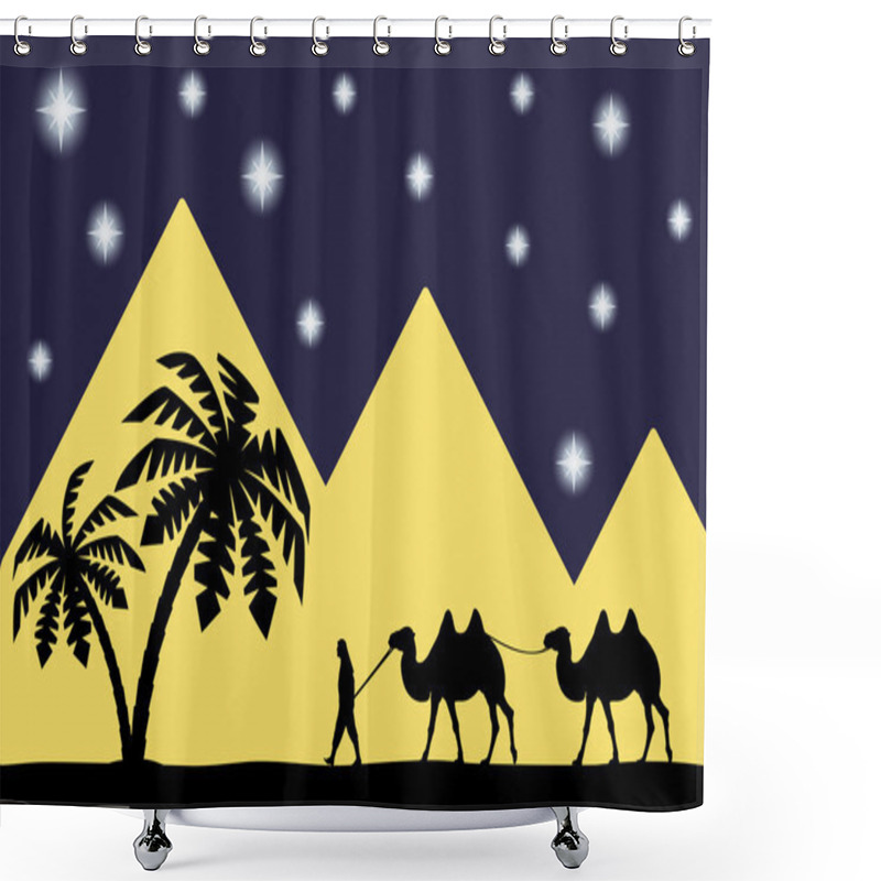 Personality  Man On The Camel The Pyramids. Shower Curtains