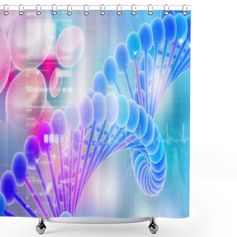 Personality  Digital Illustration Of DNA In Abstract Background Shower Curtains