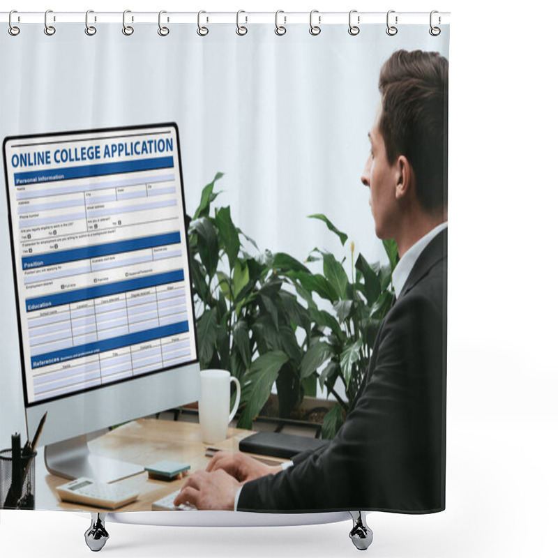 Personality  Man In Suit Filling In  Shower Curtains