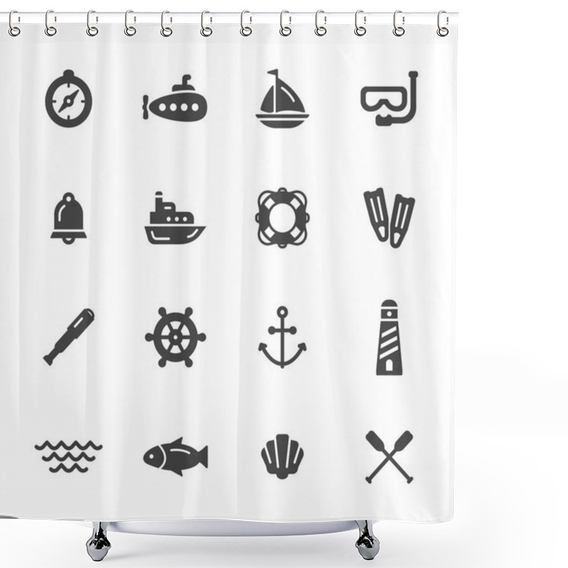 Personality  Nautical Icons Set Shower Curtains