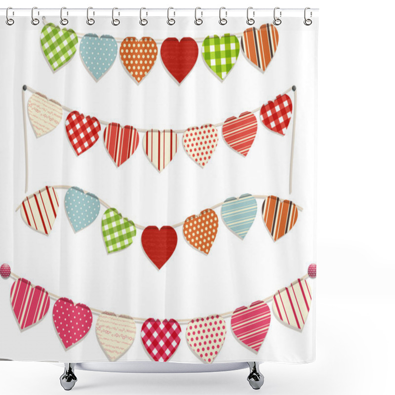 Personality  Heart Bunting Shower Curtains