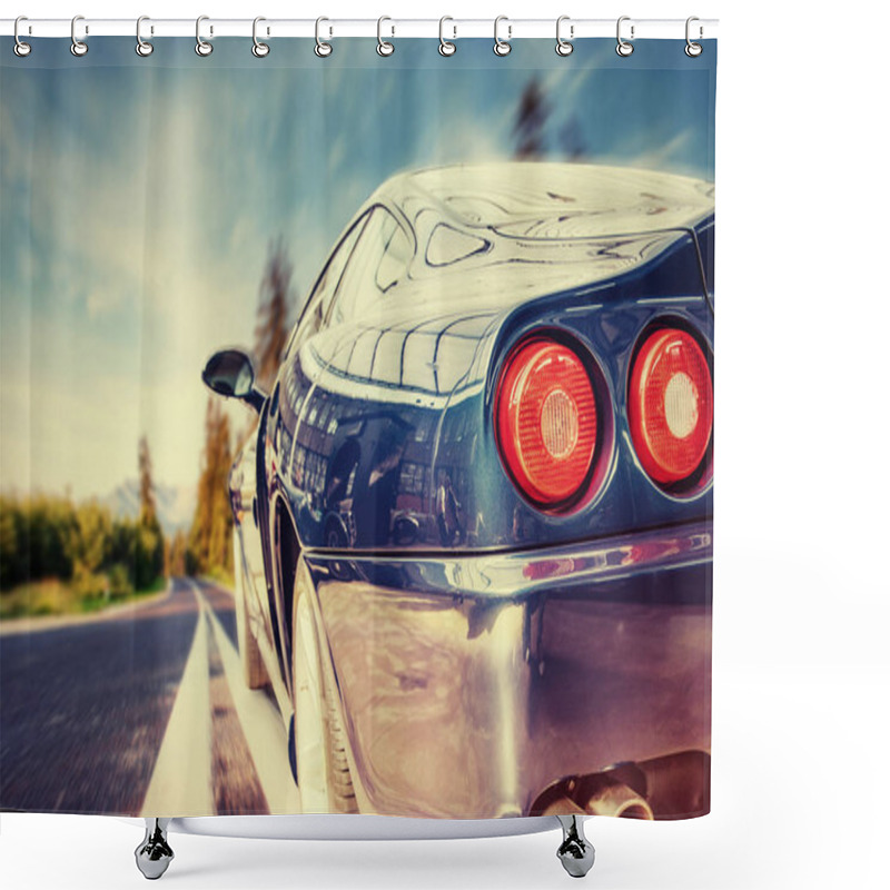 Personality  Fantastic Asphalt Road In The Mountains. Classic Car. Shower Curtains