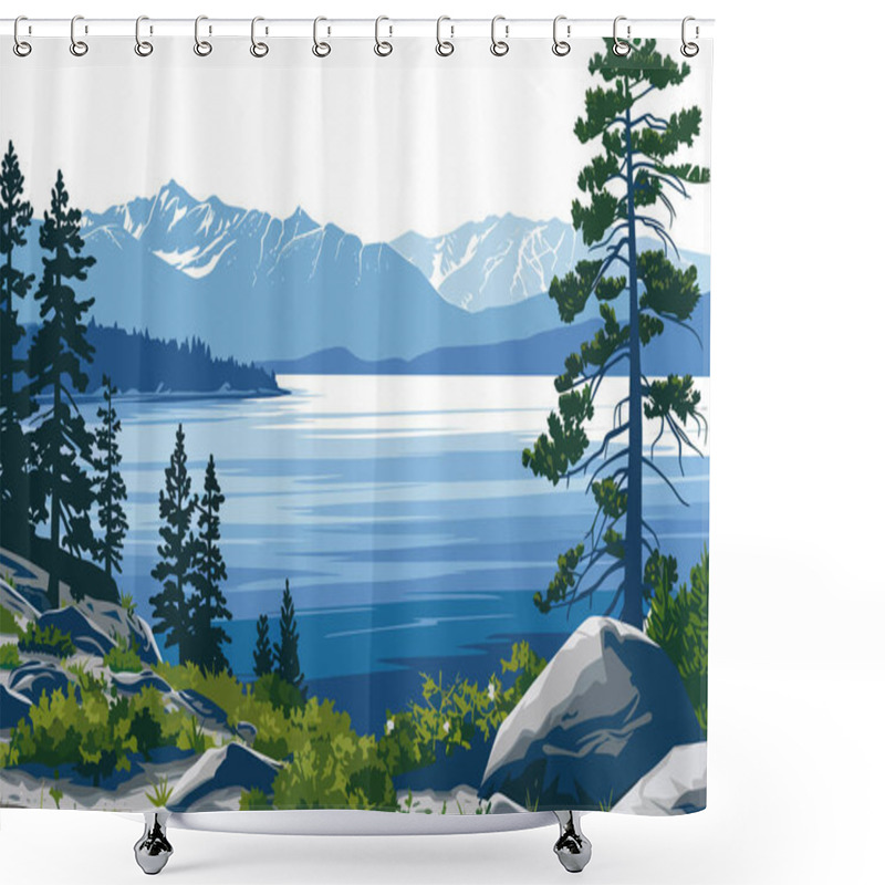 Personality  Serene Lake Tahoe In The Sierra Nevada Mountains Shower Curtains