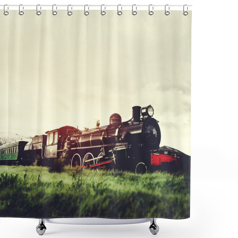 Personality  Steam Train In Open Countryside Shower Curtains